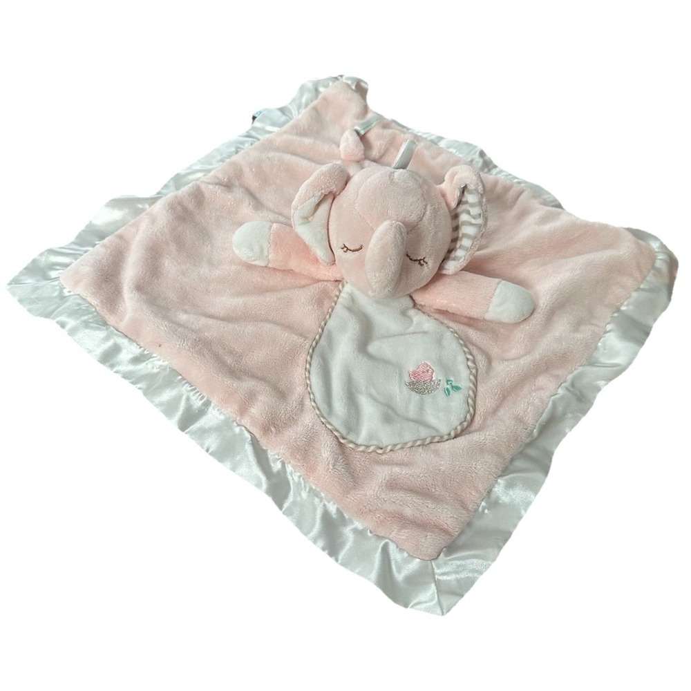 Douglas Baby Girl Lovey Security Blanket Pink Plush Elephant Satin Edge